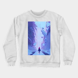 Anime Girl Snowy Broken Ice Christmas Landscape Crewneck Sweatshirt